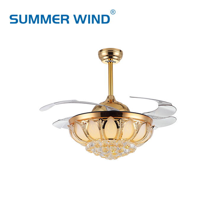 High quality invisible crystal luxury ceiling fan