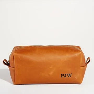 custom high quality large leather toiletry bag