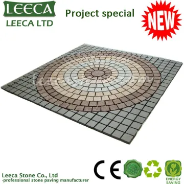 Square with round granite mesh paving stone