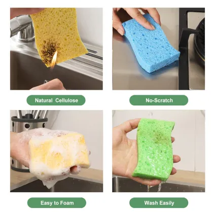 12pcs Colorful Absorbent Kitchen Cleaning Sponges - High Quality Denatured Spontex Cellulose