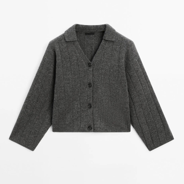 Grey Grey Style Casual Casual College Shirt Shirt Collar Cardigan