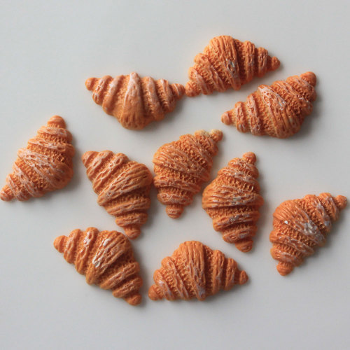 Wholesale Bread Resin Beads Simulation Food Croissant DIY Home Craft Children Dollhouse Toys Jewelry Making