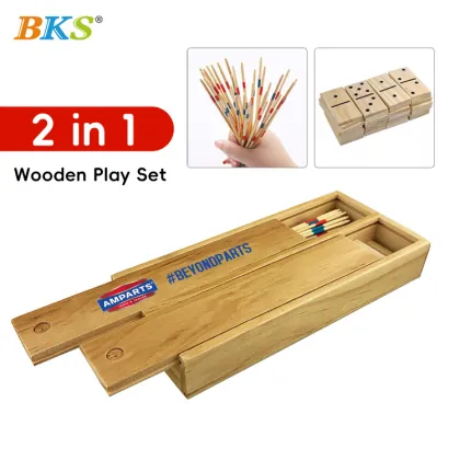BKS Colorful Wooden Mikado Game - Funny Game with Chopsticks in a Wooden Box