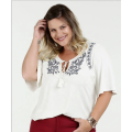 Os mais novos designs de blusa casual feminina blusa bordada