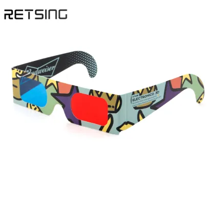 Custom Printed 3D Paper Glasses - Red Cyan, Disposable Cardboard Cinema Style