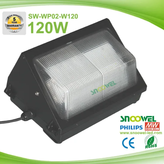 5 Years Warranty 120W 120lm/w Long Life Super Bright Outdoor LED Wallpack Light