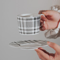 Modern Ceramic Coffee Cup and Saucer Porcelain Tea Cup Set With Pot Fabric Texture