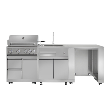Hyxion outdoor kitchen Simple design outdoor table kitchen with fridge stainless steel kitchen cabinet outdoor BBQ grill