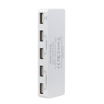 36W Portable Mobile Phone Charger w/5 Independent USB Ports, Charge 5 iPhone or 3 iPad SimultaneousNew