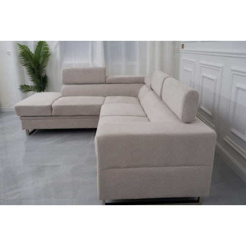 Fabric Corner Sofa with Headrest Adjustable