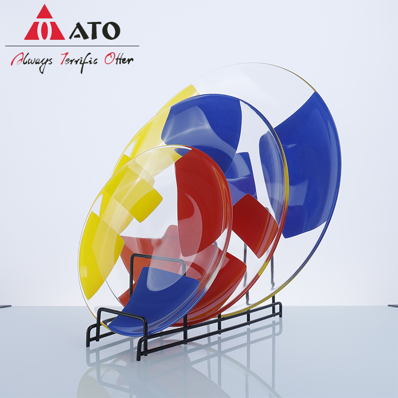 ATO printed home tableware glass charger plates