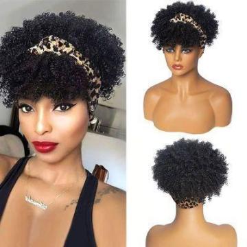 10 inch Kinky Curly Headband Wig Human Hair