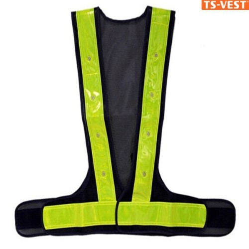 Mesh fabric high visibility flashing led safety vest