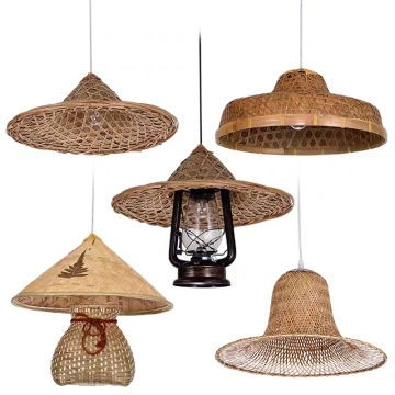 Candelera tejida moderna: luz colgante de sombra de lámpara de bambú hecha a mano de China