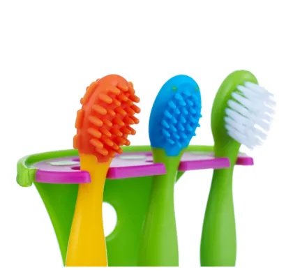 Kids Oral Care Silicone Soft Bristle Penguin Toothbrush