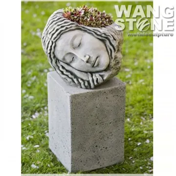 Custom Girl Head Shape Natural Stone Flower Planters