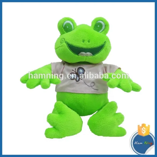 20cm green frog plush toy with clothes wholesale from China