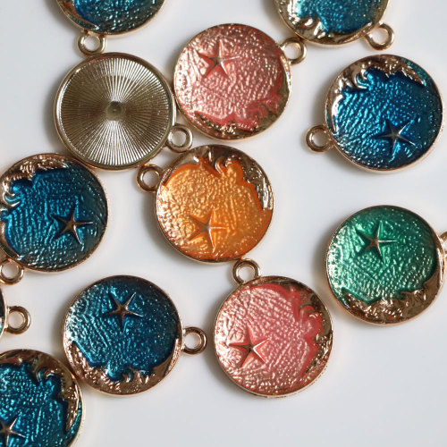 Alliage huilé forme ronde étoile de mer dos plat charmes bricolage boucle d&#39;oreille collier bijoux ornement porte-clés Art décor