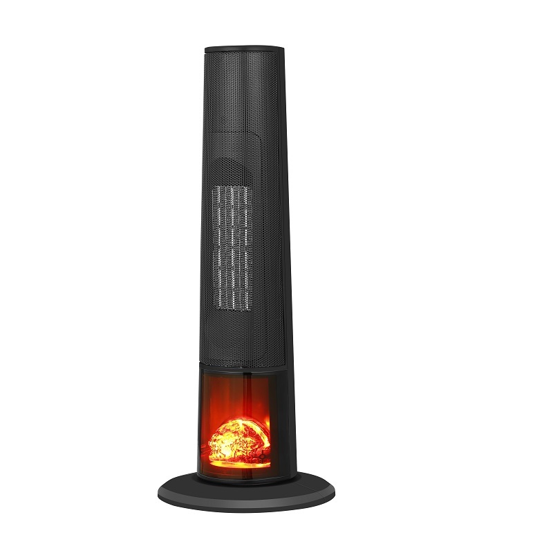 1500W PTC TOWER Fan Heater Fireplace Portable/Freestanding For Living Room Ventilation Lighting Tip-over Protection Features
