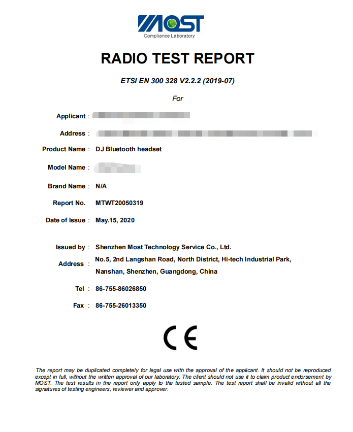 Radio test report Radio test report