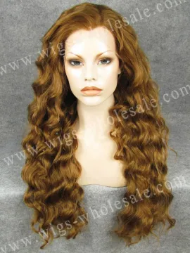 Long Wavy Honey Blonde Swiss Lace Wig Synthetic Hair