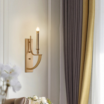 French Acrylic Pendant Hotel Bedside Wall Lamp - Iron Brass LED Wall Mounted