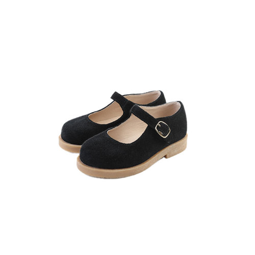 Black Elastic Band Strap Kids Dress Shoes