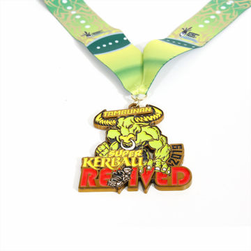 Custom shape marathon glitter enamel metal medal