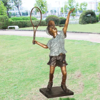 Outdoor lovely casting bronze boy and puppies statues children sculpture