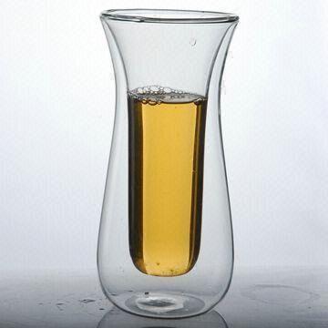 Double Wall Glass Cup/Heat-resistant Glass/Borosilicate Glass, Customized Designs are Welcome