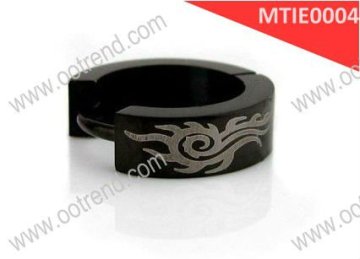 Black tatoo man earring jewelry ,healthy free allergy titanium hip hop man earring jewelry