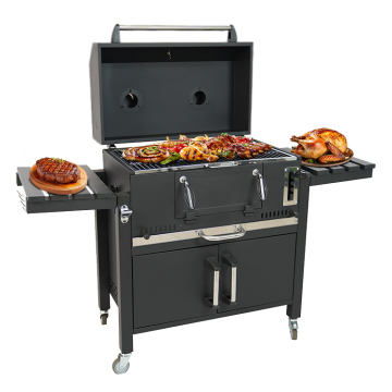 New Arrival Garden Outdoor Xl Size Trolley Barbecue Barbeque Bbq Smoker Grill Charcoal Grill With Storage Cabinet And Shelves