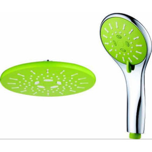 녹색 라운드 플라스틱 핸드 샤워 헤드 세트