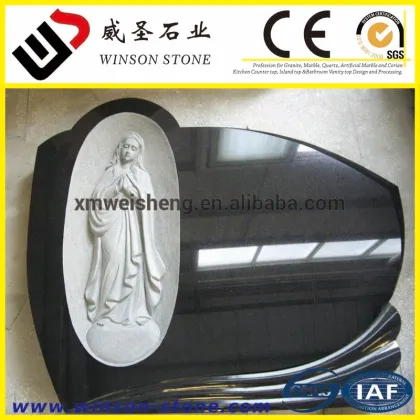 china black granite angel carve headstone