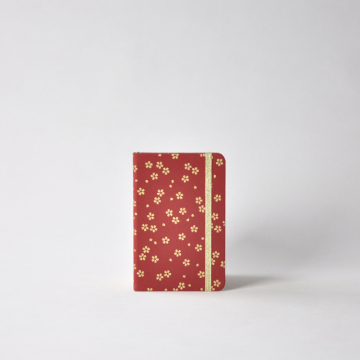 Cute Customizable A6 Hardcover Pocket Size Red Gold Japanese Style Fabric Journals