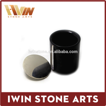Black Marble Candle Jar With Copper Lid Hot Sale/Stone Jar For Decorating/Marble Jar