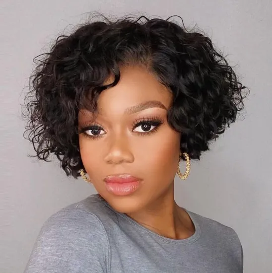 Wholesale Cheap Price Short Curly Kinky Wigs for Black Women Fluffy Wavy Black Hair Wig No Lace Front wigs