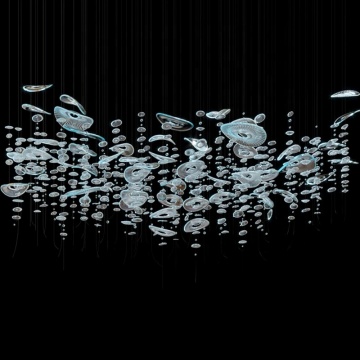 Contemporary Villa Hotel Lobby Clear Hand Blown Glass LED Chandelier