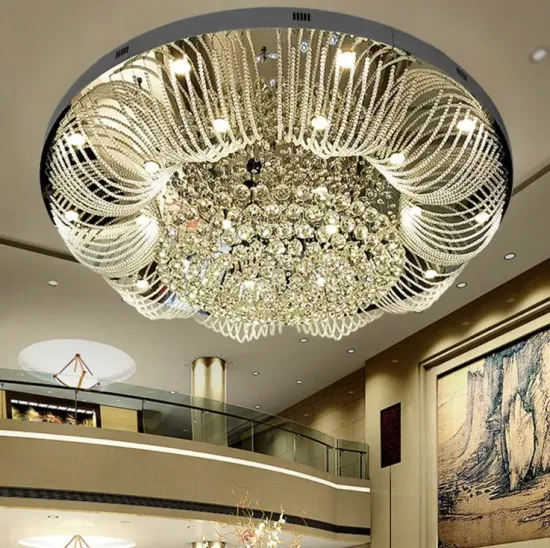 LED Crystal Chandelier Lighting Spiral Raindrop Staircase Ceiling Lights