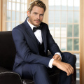 WYWK Men's 3-Piece Suit Prom Wedding Set-Navy Blue-S