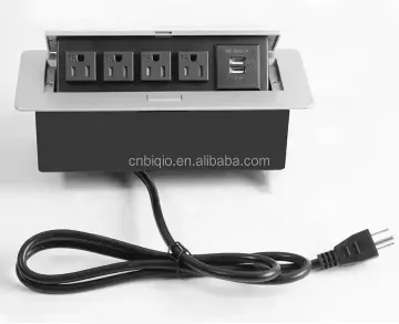 Biqio Pop Up Desktop Socket Box with 4 Power Outlets and 2 USB Chargers