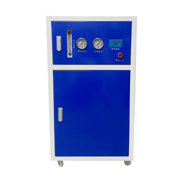 Sistema de agua RO comercial con gabinete azul y blanco