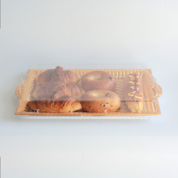 Aoyi Golden Transparent Rectangle Disposable Plastic Bread Box with Transparent Lid
