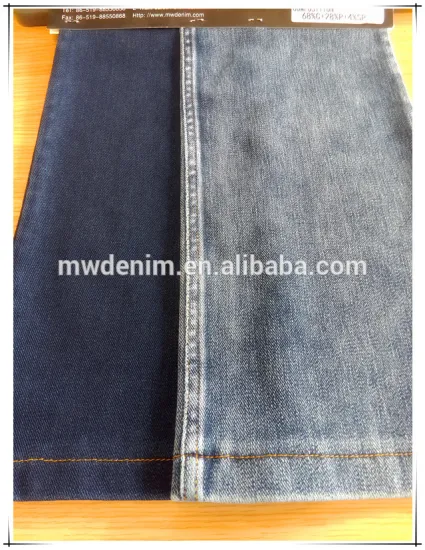 Indigo Stretched Ribbed Twill Knit Denim Fabric