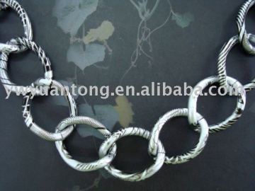 White Color With Black Line Necklace Chain 4mm Thickness