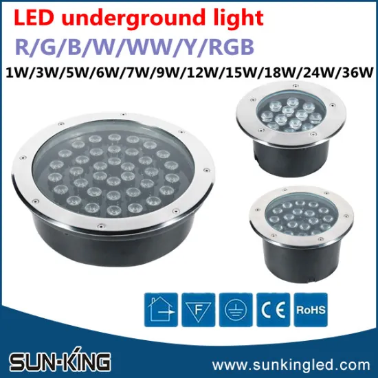 Customized energy efficient round type 36w RGB led underground paving light dmx512, 36w led garden underground light outdoor