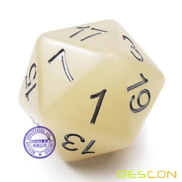 Bescon Jumbo Glowing D20 38MM, большой размер, 20 сторон, кубики со льдом, синий свечение в темноте, большой 20 граней, куб 1,5 дюйма