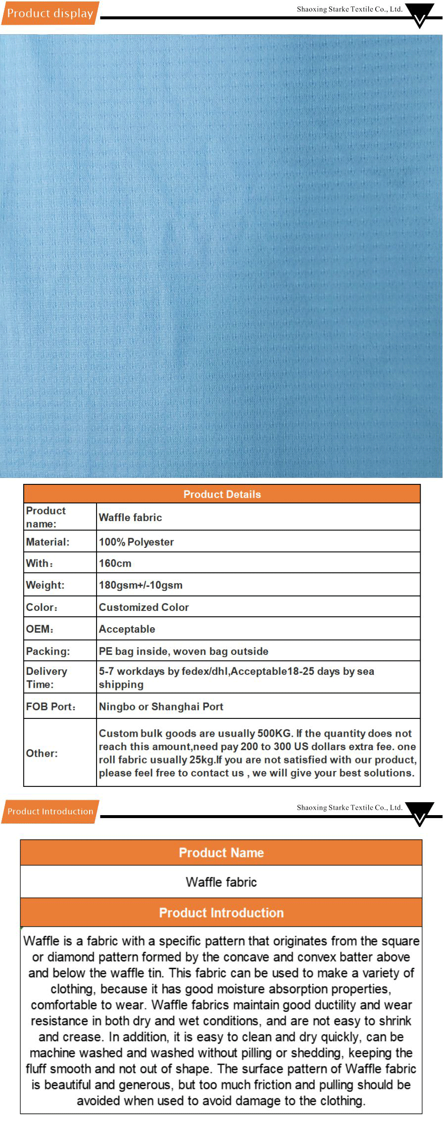 moisture absorbing waffle fabric