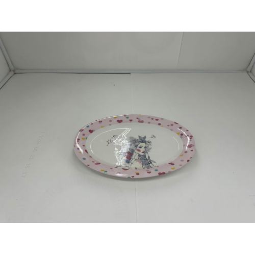 pink pattern ceramic plate