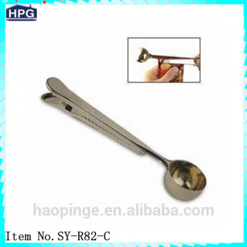 food grade measured coffee spoon with clip stainless steel spoon